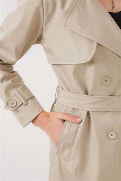 5918 Kruvaze Yaka Trençkot - K. Bej