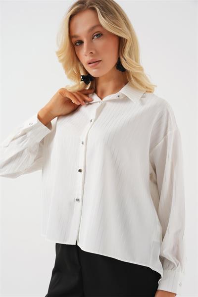 5924 Gümüş Çizgili Gömlek - A.Beyaz