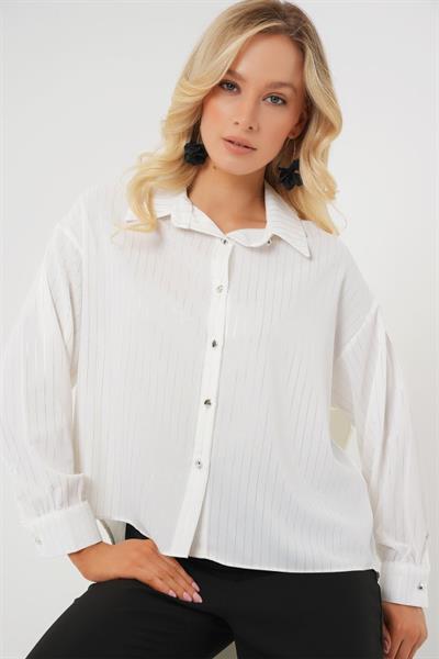 5924 Gümüş Çizgili Gömlek - A.Beyaz