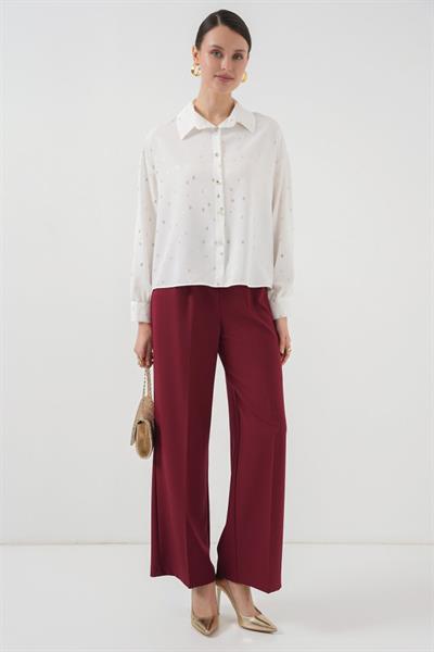 5924 Gümüş Çizgili Gömlek - B.Beyaz