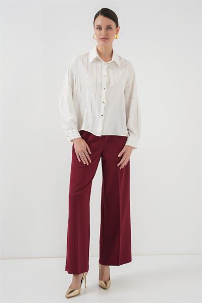 5924 Gümüş Çizgili Gömlek - C.Beyaz