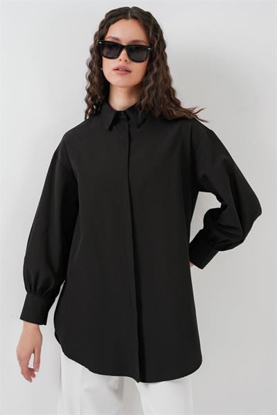 5946 Oversize Uzun Gömlek Tunik - Siyah