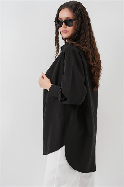 5946 Oversize Uzun Gömlek Tunik - Siyah