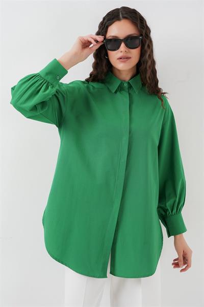 5946 Oversize Uzun Gömlek Tunik - Yeşil