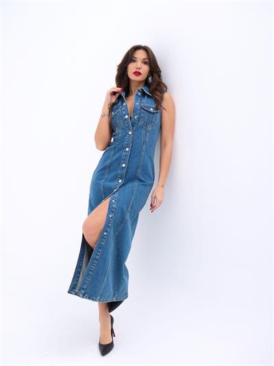 6460 KOT ELBİSE-MAVİ