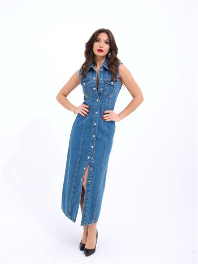 6460 KOT ELBİSE-MAVİ