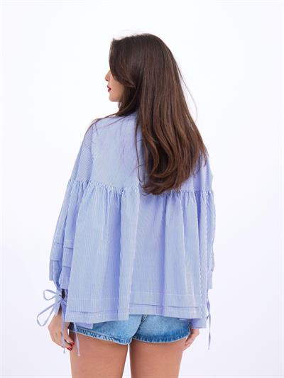 6464 GÖMLEK-MAVİ BEYAZ ÇİZGİLİ