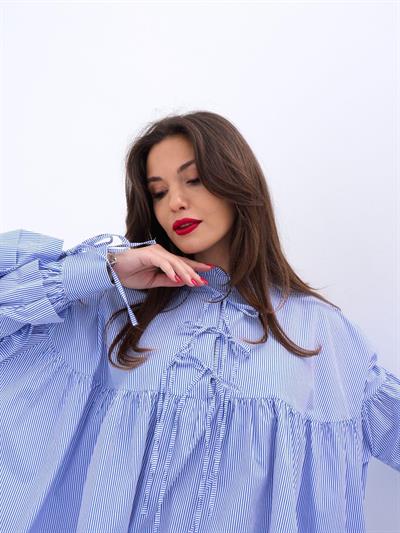 6464 GÖMLEK-MAVİ BEYAZ ÇİZGİLİ