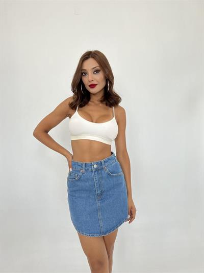6479 DENİM TRIANGLE SKIRT-MAVİ