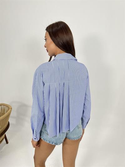 6484 GÖMLEK-MAVİ BEYAZ ÇİZGİLİ