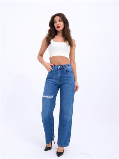 6491 DENİM WIDE LEG-MAVİ