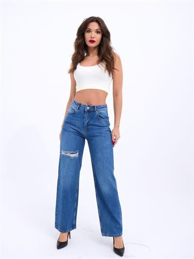 6491 DENİM WIDE LEG-MAVİ