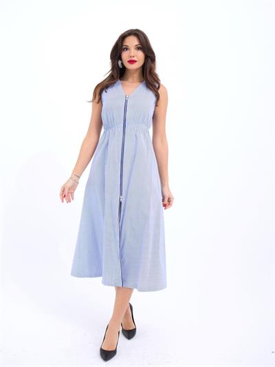 6510 ELBİSE-MAVİ BEYAZ ÇİZGİLİ