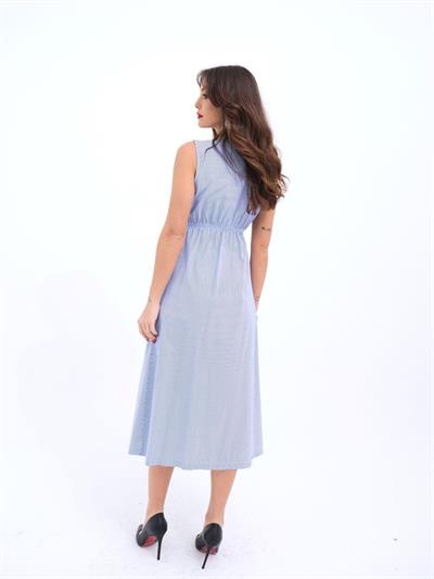 6510 ELBİSE-MAVİ BEYAZ ÇİZGİLİ