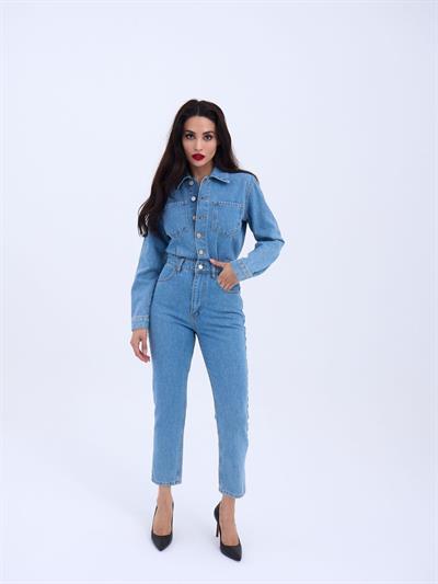 6534 DENİM TULUM-MAVİ