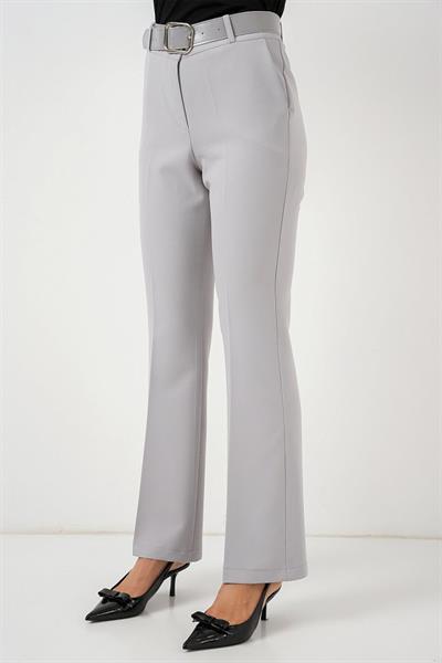 6538 Kemerli İspanyol Paça Pantolon - Gri