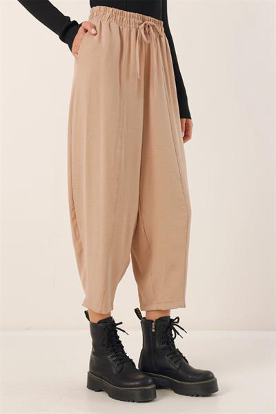 6591 Dokuma Şalvar Pantolon - Bisküvi