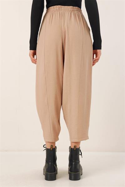 6591 Dokuma Şalvar Pantolon - Bisküvi