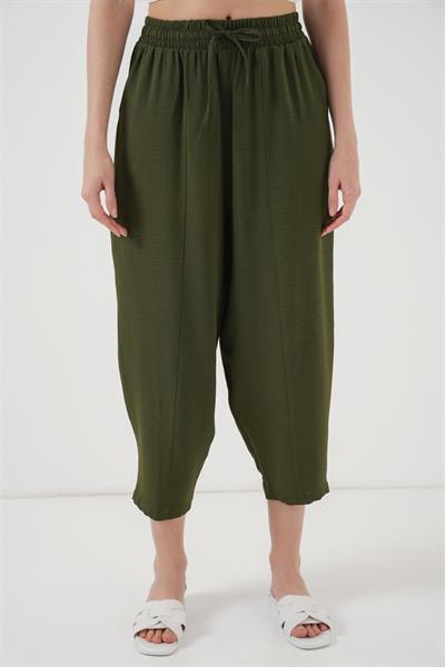 6591 Dokuma Şalvar Pantolon - Haki