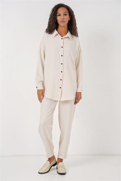 6622 Keten İkili Takım - Ekru