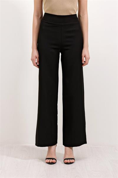 6633 Yüksek Bel Bol Paça Pantolon - Siyah