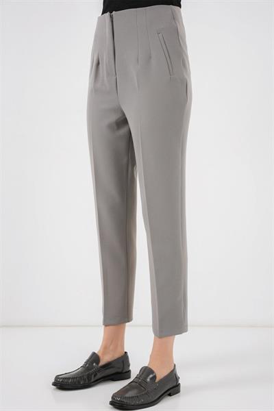 6650 Yüksek Bel Kumaş Pantolon - Gri