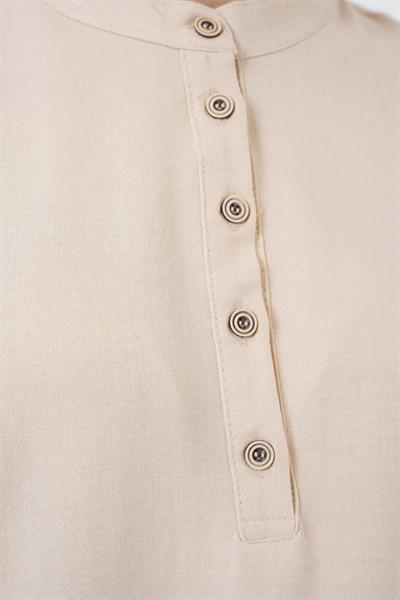 6678 Keten Tunik Pantolon İkili Takım - Bej