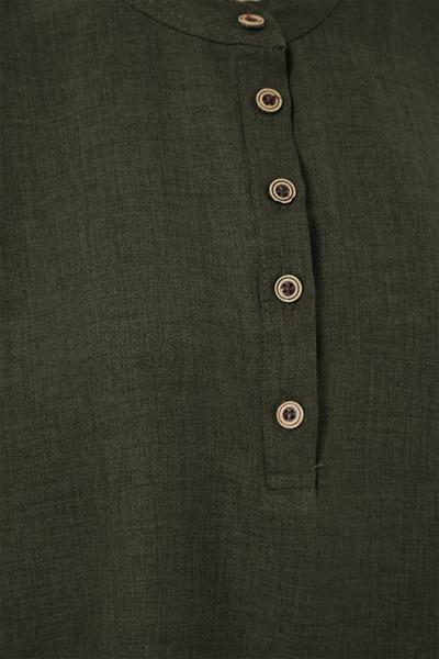 6678 Keten Tunik Pantolon İkili Takım - Haki