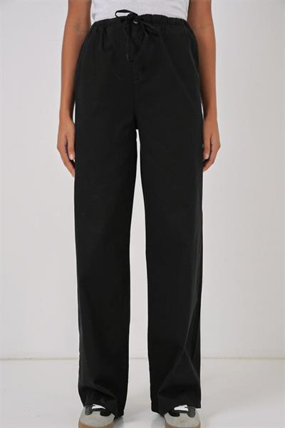 6690 Bol Paça Yüksek Bel Pantolon - Siyah