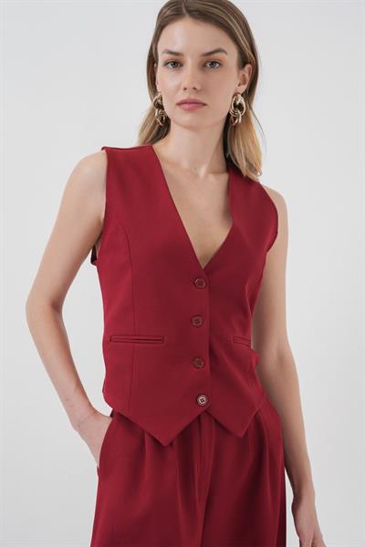 6709 Yelek Pantolon İkili Takım - Bordo