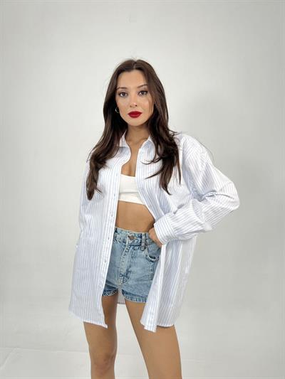 6748 GÖMLEK-MAVİ ÇİZGİLİ