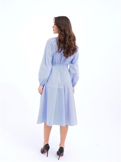 6813 ELBİSE-MAVİ BEYAZ ÇİZGİLİ