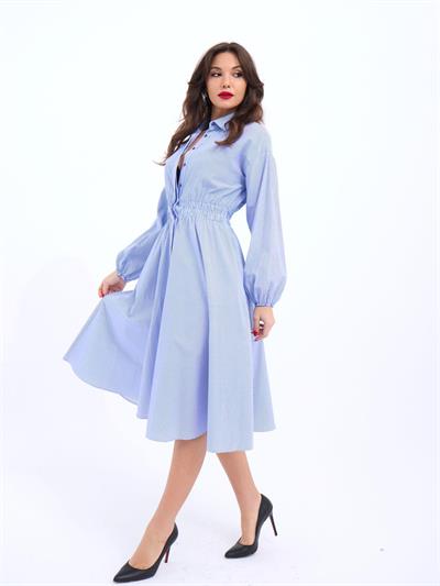 6813 ELBİSE-MAVİ BEYAZ ÇİZGİLİ