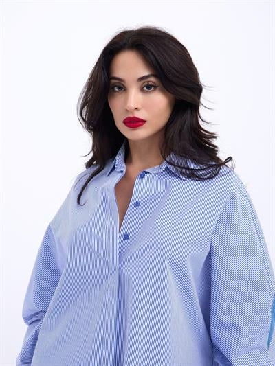 6835 GÖMLEK-MAVİ BEYAZ ÇİZGİLİ