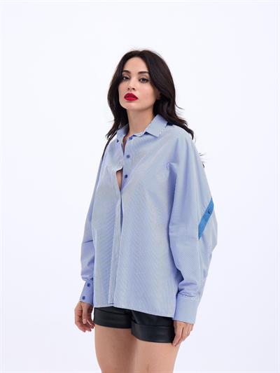 6835 GÖMLEK-MAVİ BEYAZ ÇİZGİLİ