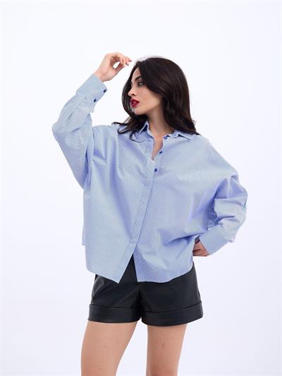 6835 GÖMLEK-MAVİ BEYAZ ÇİZGİLİ