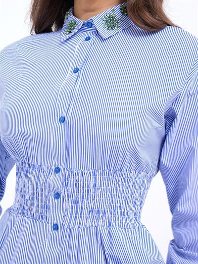 6849 ELBİSE-MAVİ BEYAZ ÇİZGİLİ