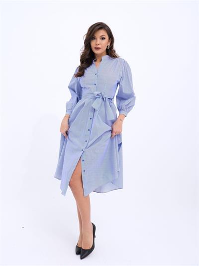 6941 ELBİSE-MAVİ BEYAZ ÇİZGİLİ