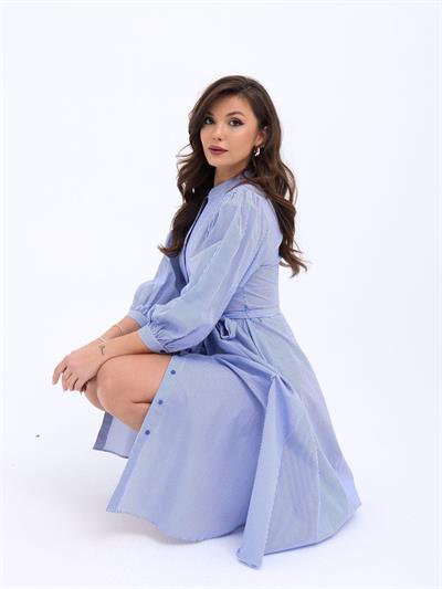 6941 ELBİSE-MAVİ BEYAZ ÇİZGİLİ