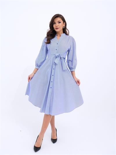 6941 ELBİSE-MAVİ BEYAZ ÇİZGİLİ