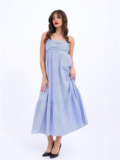 7022 ELBİSE-MAVİ BEYAZ ÇİZGİLİ