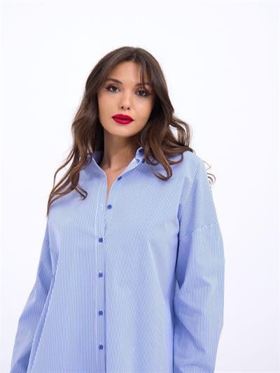 7057 GÖMLEK-MAVİ BEYAZ ÇİZGİLİ