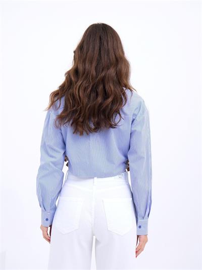 7085 GÖMLEK-MAVİ BEYAZ ÇİZGİLİ