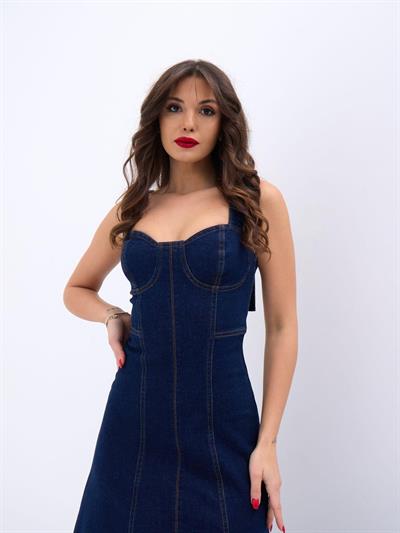 7090 KOT ELBİSE-MAVİ