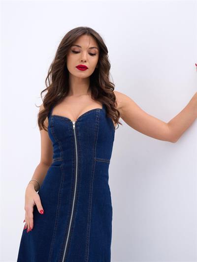 7097 KOT ELBİSE-MAVİ