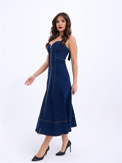 7097 KOT ELBİSE-MAVİ