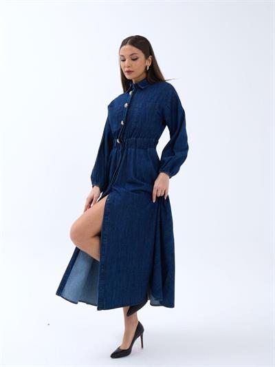 7107 KOT ELBİSE-MAVİ