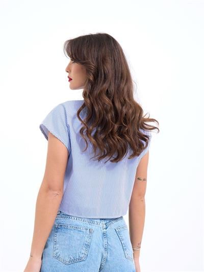 7110 GÖMLEK-MAVİ BEYAZ ÇİZGİLİ