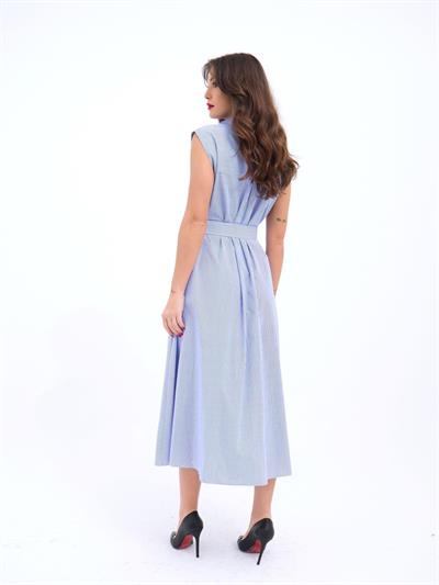 7127 ELBİSE-MAVİ BEYAZ ÇİZGİLİ