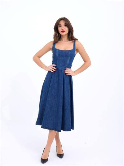 7142 KOT ELBİSE-MAVİ